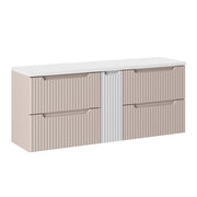 Meuble sous-vasque 140cm 4 tiroirs plan de toilette Riva Cachemire et Blanc