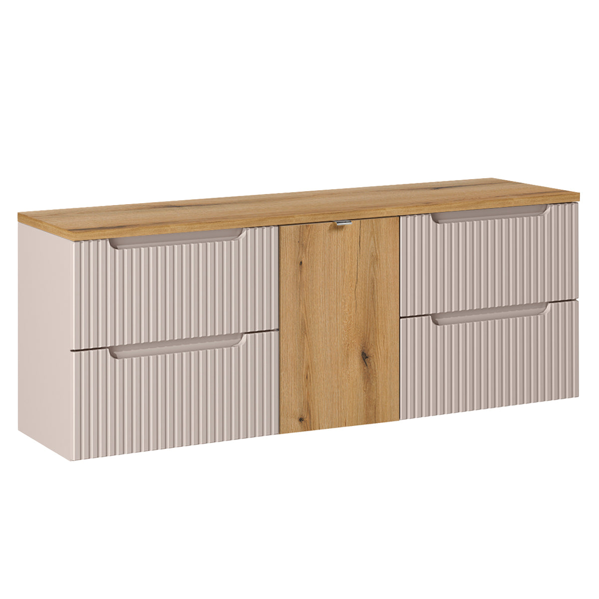 Meuble sous-vasque 160cm panier à linge Riva Cachemire et Bois - vue 2