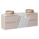 Meuble double vasque 160cm panier à linge Riva Cachemire et Blanc