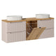 Meuble double vasque 160cm panier à linge Riva Cachemire et Bois