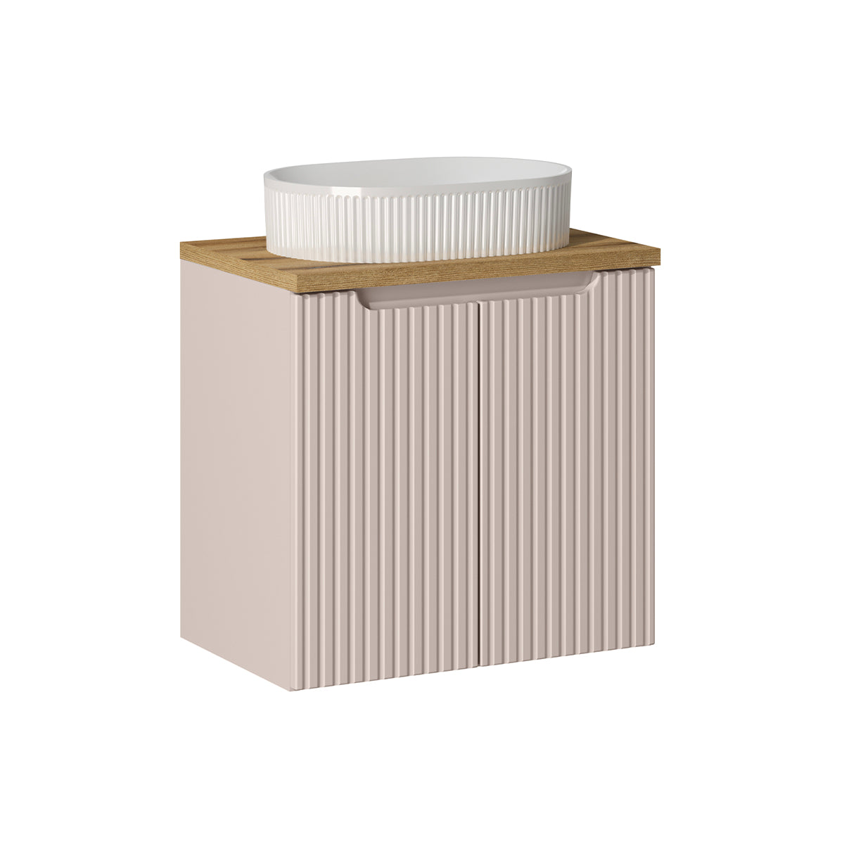 Meuble simple vasque 60cm 2 portes Riva Cachemire et Bois