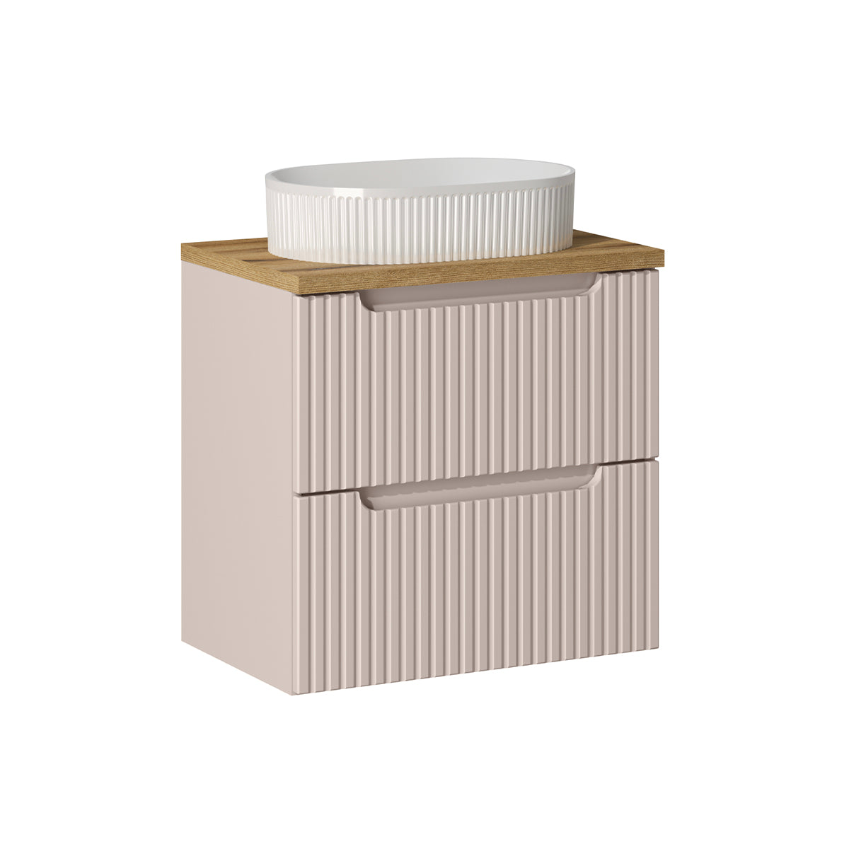 Meuble simple vasque 60cm 2 tiroirs Riva Cachemire et Bois