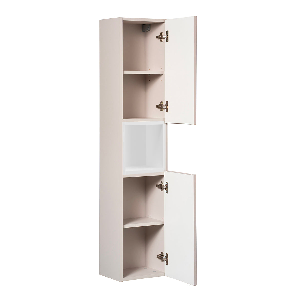 Ensemble meuble double vasque 160cm panier à linge et colonne Riva Cachemire et Blanc - vue 5