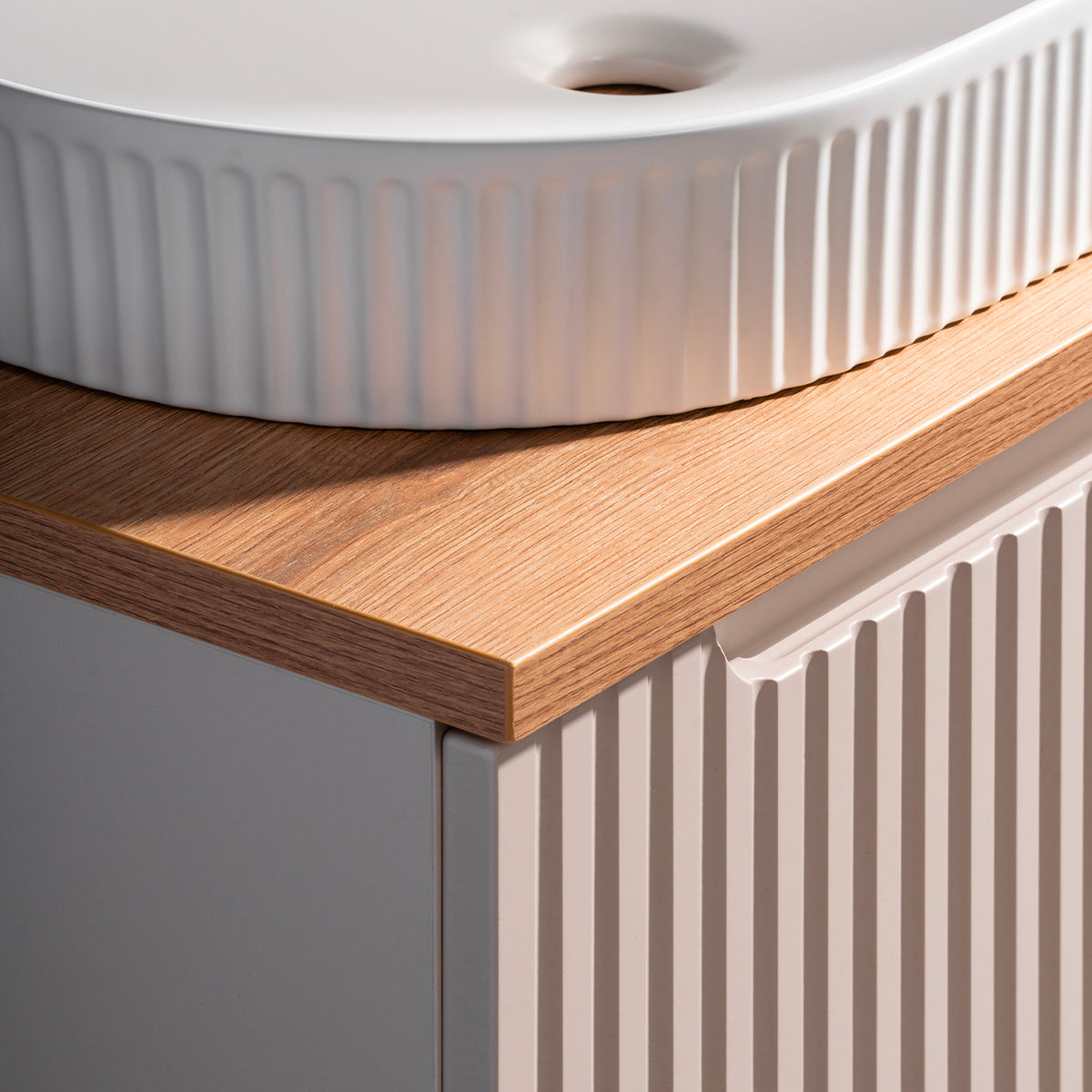 Ensemble meuble simple vasque 80cm et colonne Riva Cachemire et Bois - vue 8