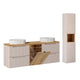 Ensemble meuble double vasque 160cm panier à linge et colonne Riva Cachemire et Bois