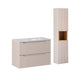 Ensemble meuble simple vasque encastrée 80cm 2 tiroirs et colonne Riva Cachemire et Bois