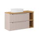 Meuble simple vasque 100cm 2 tiroirs 2 niches Riva Cachemire et Bois