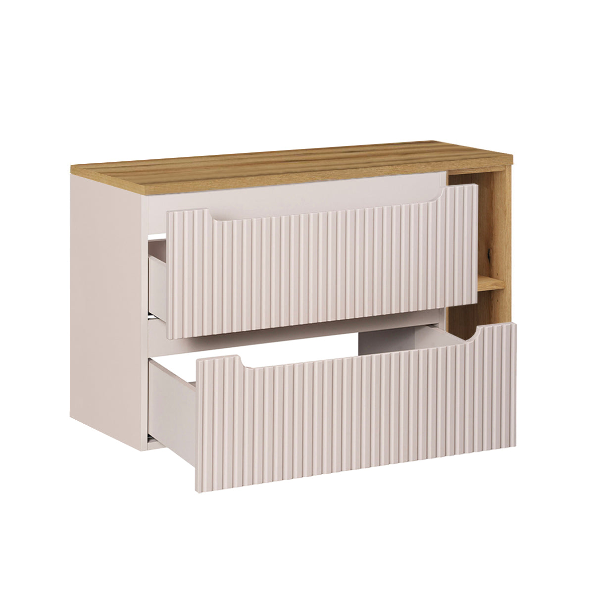 Meuble sous-vasque 100cm 2 tiroirs 2 niches Riva Cachemire et Bois - vue 2