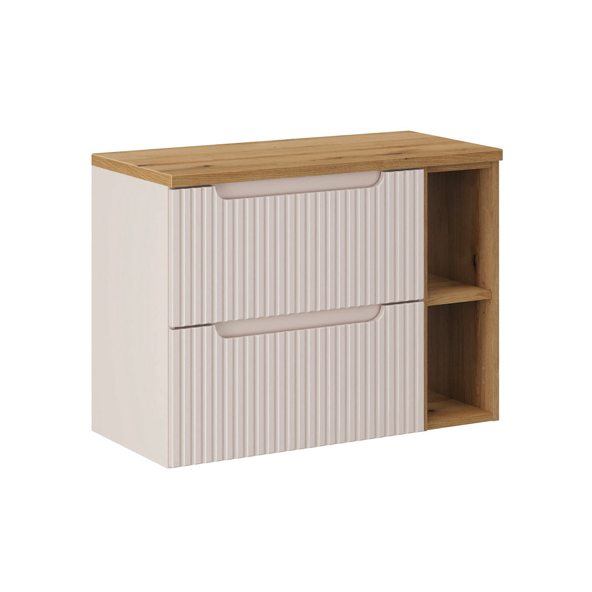 Meuble sous-vasque 80cm 2 tiroirs 2 niches Riva Cachemire et Bois
