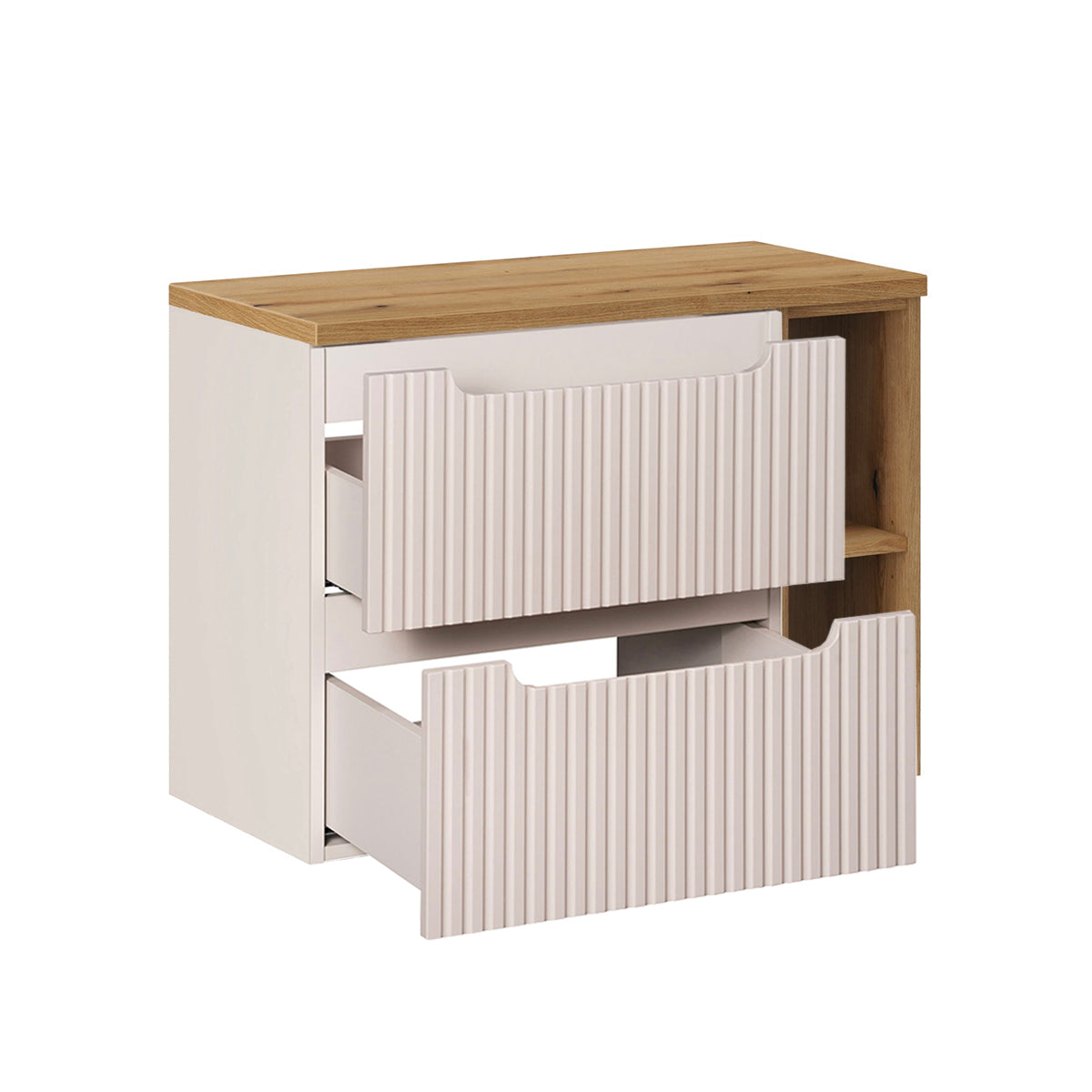Meuble simple vasque 80cm 2 tiroirs 2 niches Riva Cachemire et Bois - vue 2
