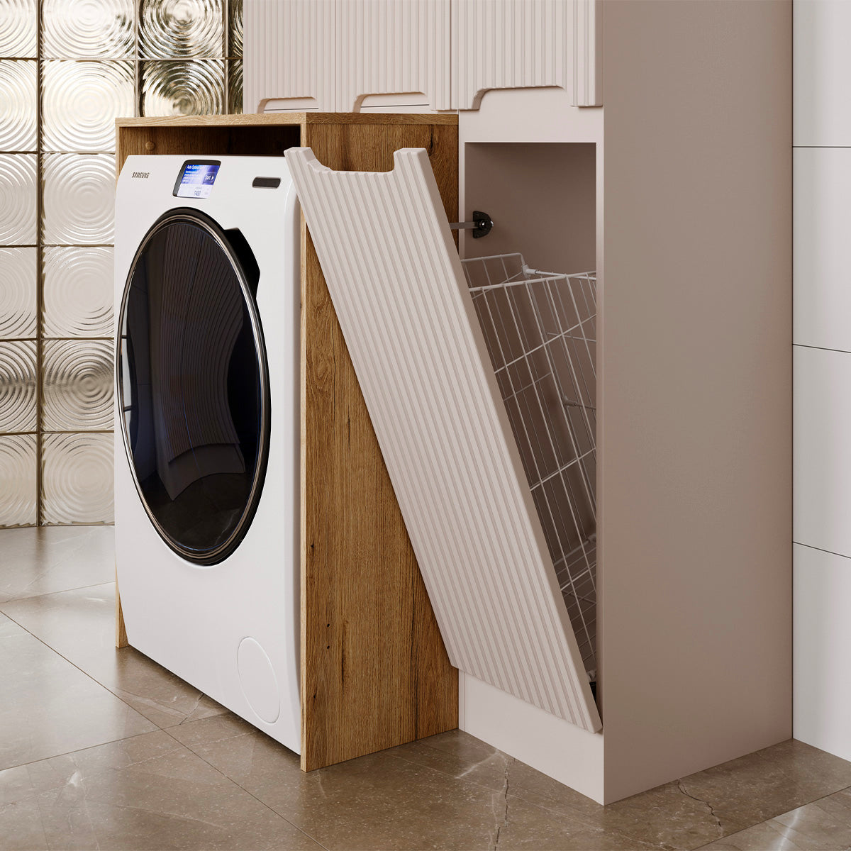 Ensemble buanderie panier à linge et machine à laver Riva Cachemire - vue 3
