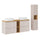 Ensemble meuble double vasque 140cm 4 tiroirs 2 niches et colonne Riva Cachemire et Bois