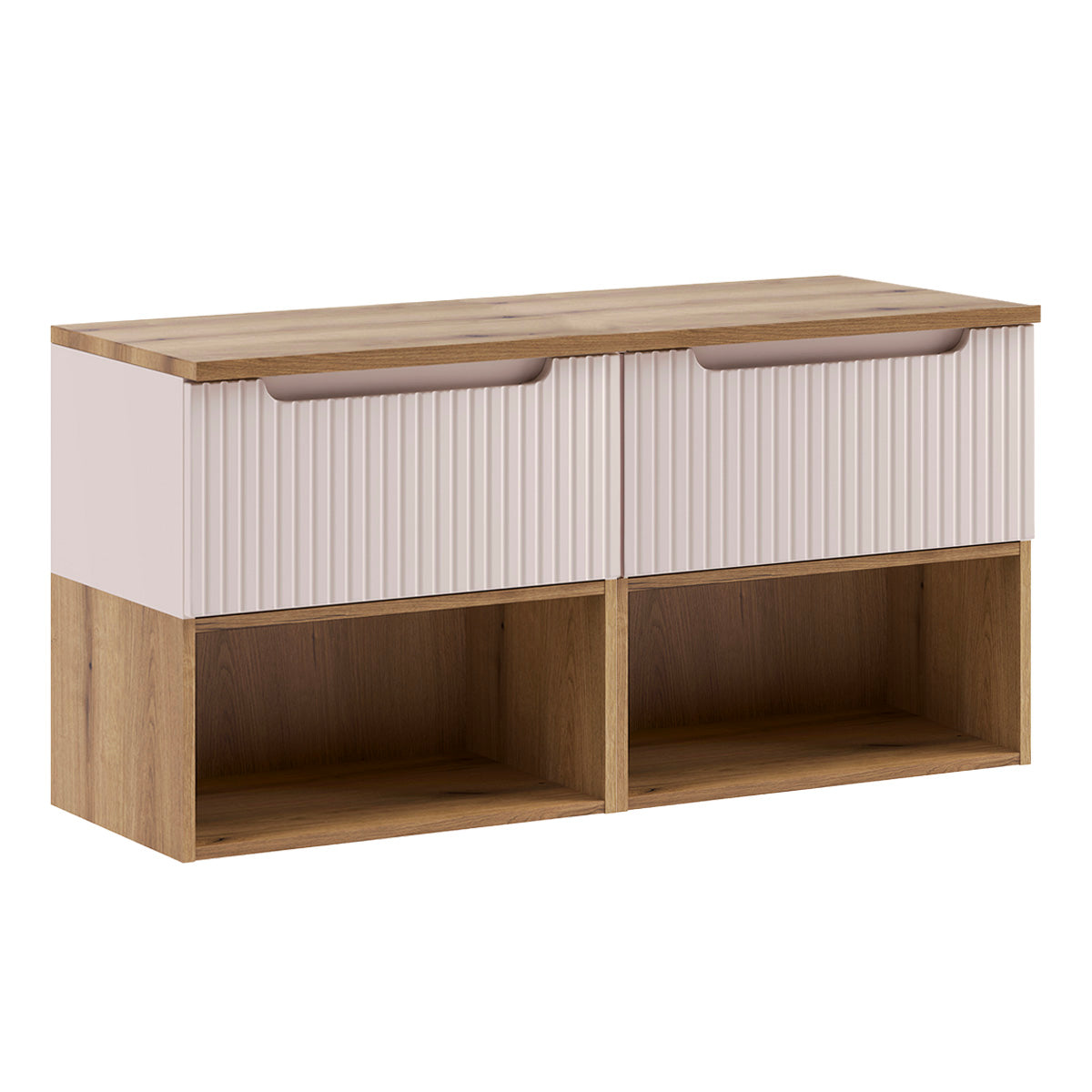 Ensemble meuble sous-vasque 120cm et colonne Riva Cachemire et Bois - vue 2