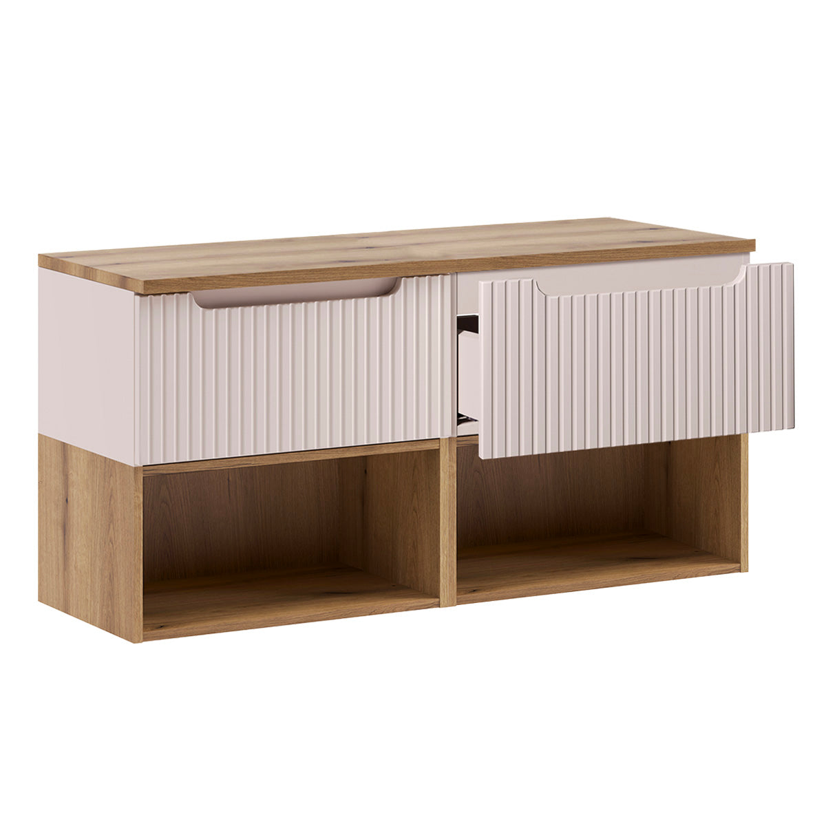 Meuble sous-vasque 120cm plan de toilette Riva Cachemire et Bois - vue 2