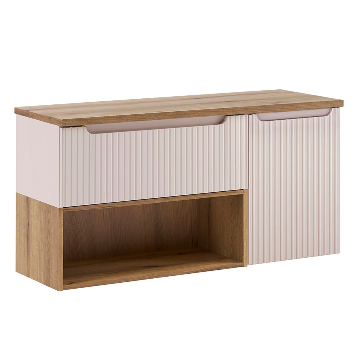 Meuble sous-vasque 120cm panier à linge Riva Cachemire et Bois - vue 2