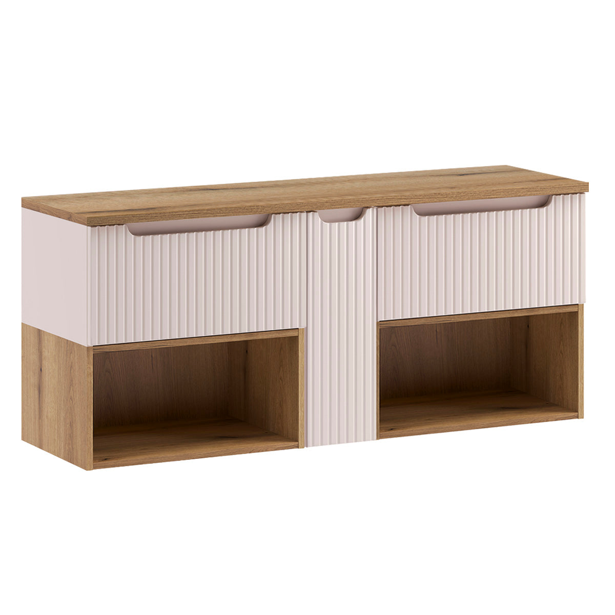 Meuble sous-vasque 140cm plan de toilette Riva Cachemire et Bois