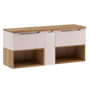 Meuble sous-vasque 140cm plan de toilette Riva Cachemire et Bois