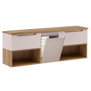 Meuble sous-vasque 160cm panier à linge niches Riva Cachemire et Bois