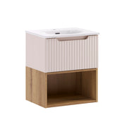 Meuble simple vasque encastrée 50cm Riva Cachemire et Bois