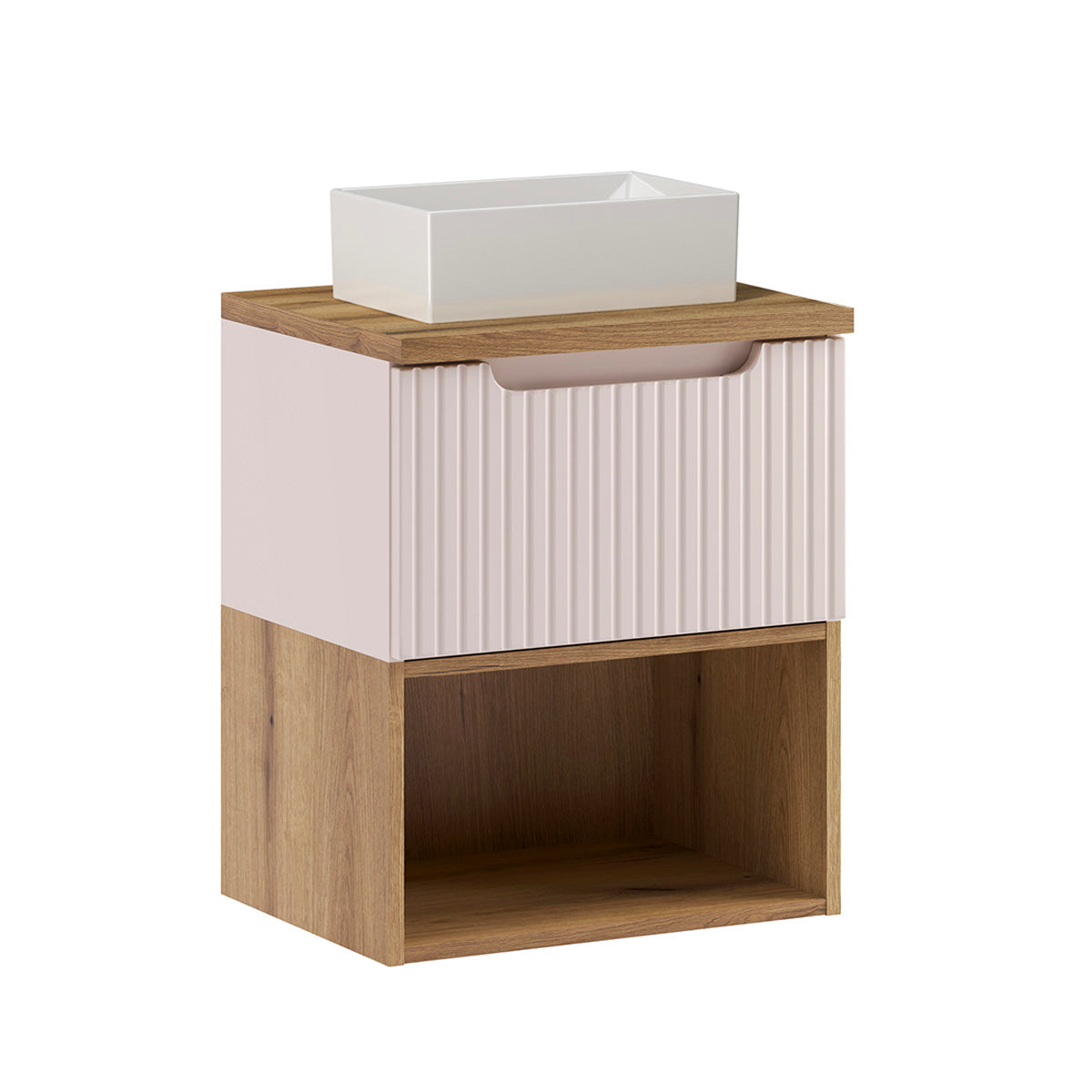 Meuble simple vasque 50cm Riva Cachemire et Bois