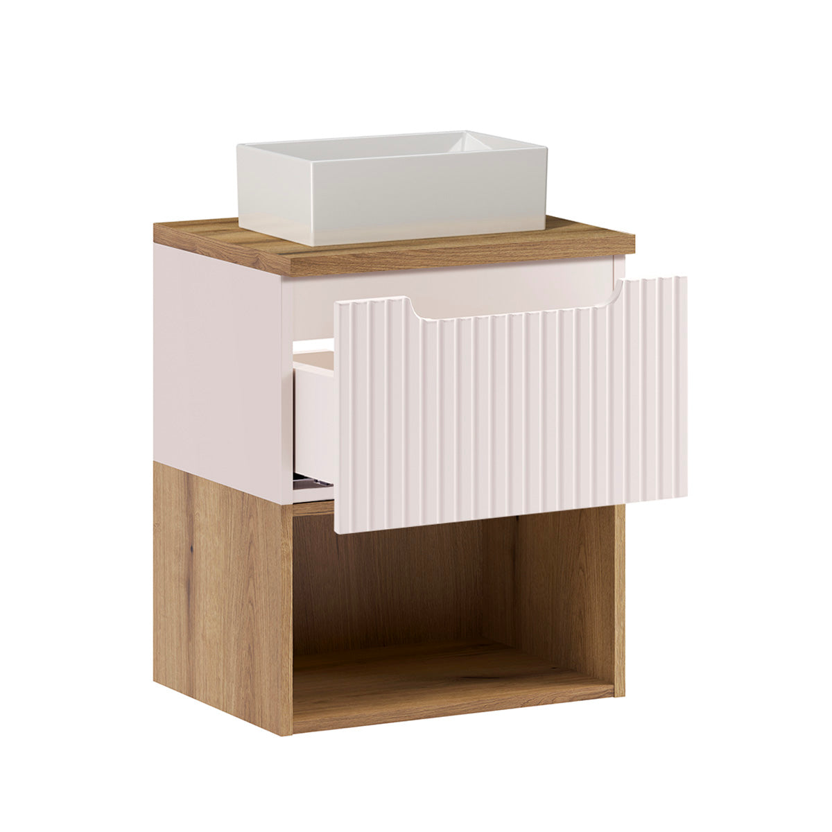 Meuble simple vasque 50cm Riva Cachemire et Bois - vue 2