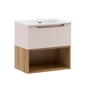 Meuble simple vasque encastrée 60cm Riva Cachemire et Bois