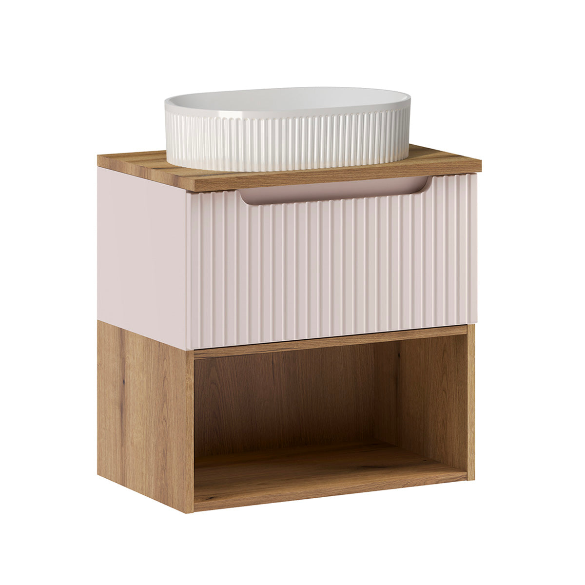 Meuble simple vasque 60cm Riva Cachemire et Bois