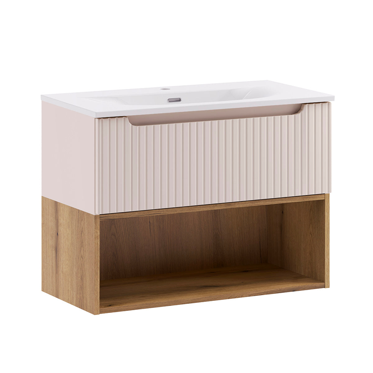 Meuble simple vasque encastrée 80cm Riva Cachemire et Bois