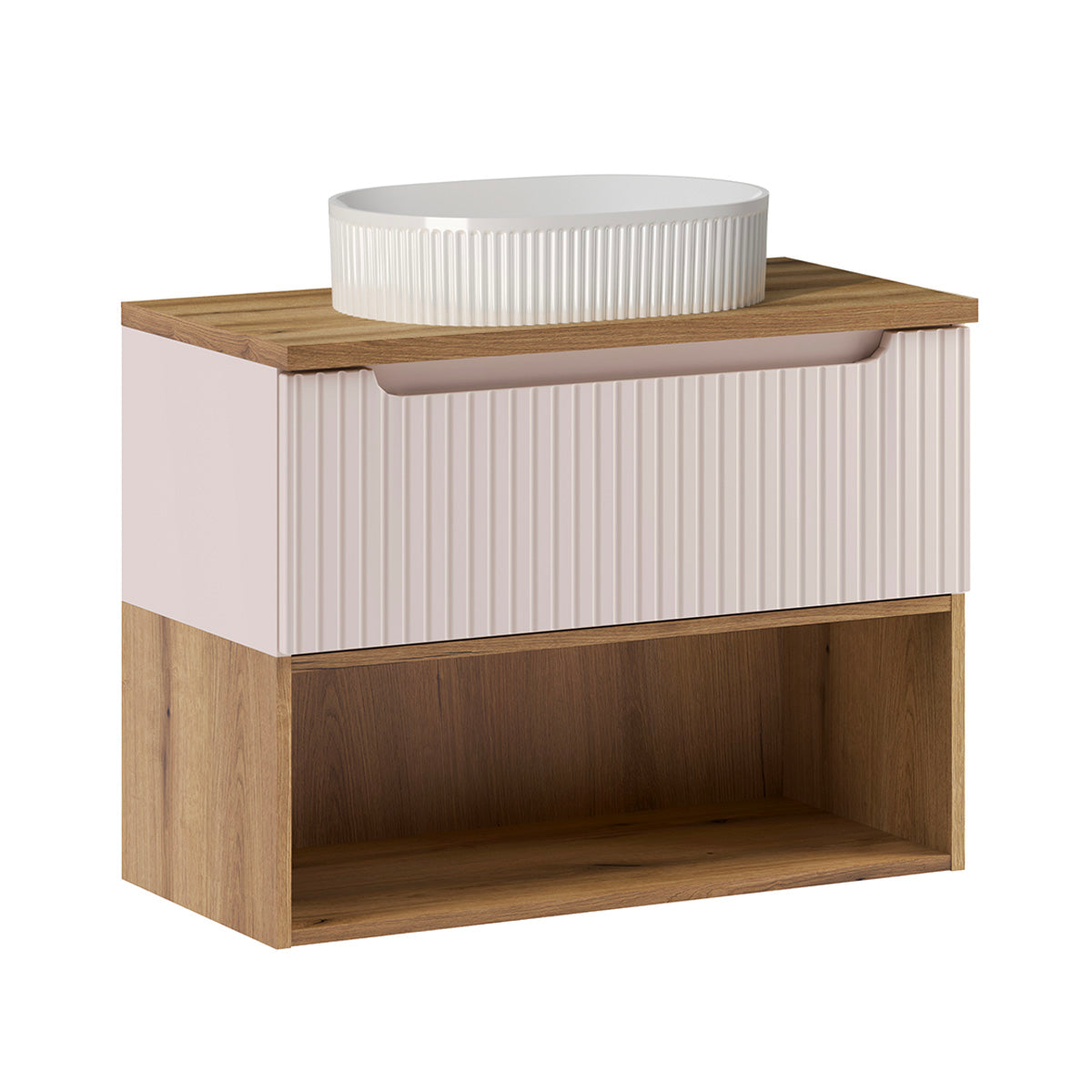 Meuble simple vasque 80cm Riva Cachemire et Bois