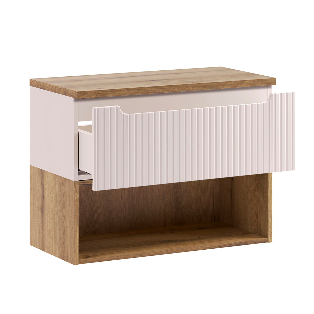 Meuble sous-vasque 80cm plan de toilette Riva Cachemire et Bois - vue 2