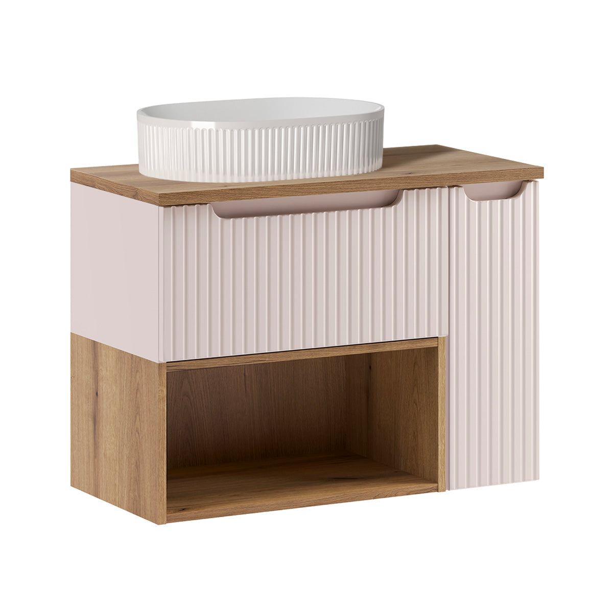 Meuble simple vasque 80cm niche Riva Cachemire et Bois