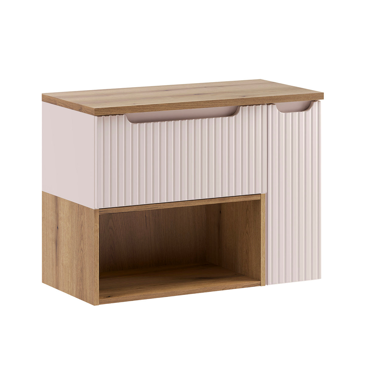Meuble sous-vasque 80cm niche plan de toilette Riva Cachemire et Bois