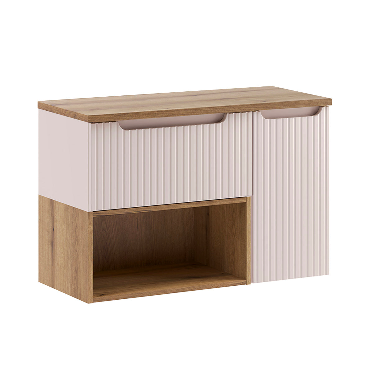 Meuble sous-vasque 90cm plan de toilette Riva Cachemire et Bois