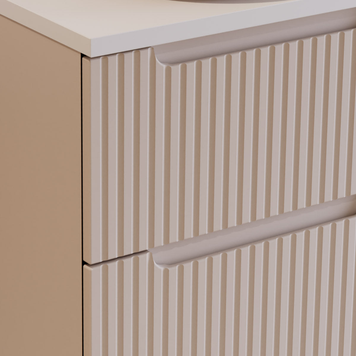 Meuble sous-vasque 160cm panier à linge Riva Cachemire et Blanc - vue 5