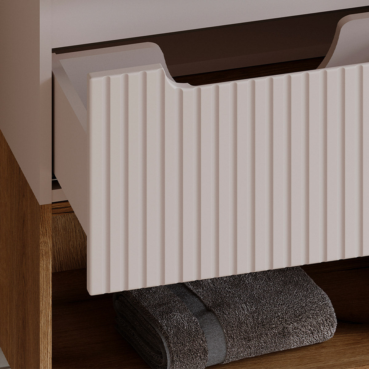 Meuble simple vasque 90cm Riva Cachemire et Bois - vue 6