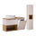 Ensemble meuble simple vasque 100cm panier à linge et colonne Riva Cachemire et Bois