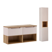 Ensemble meuble sous-vasque 120cm et colonne Riva Cachemire et Bois