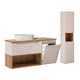 Ensemble meuble simple vasque 120cm panier à linge et colonne Riva Cachemire et Bois