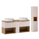 Ensemble meuble double vasque 140cm et colonne Riva Cachemire et Bois