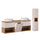 Ensemble meuble double vasque 160cm panier à linge niches et colonne Riva Cachemire et Bois