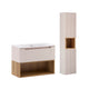 Ensemble meuble simple vasque encastrée 80cm et colonne Riva Cachemire et Bois