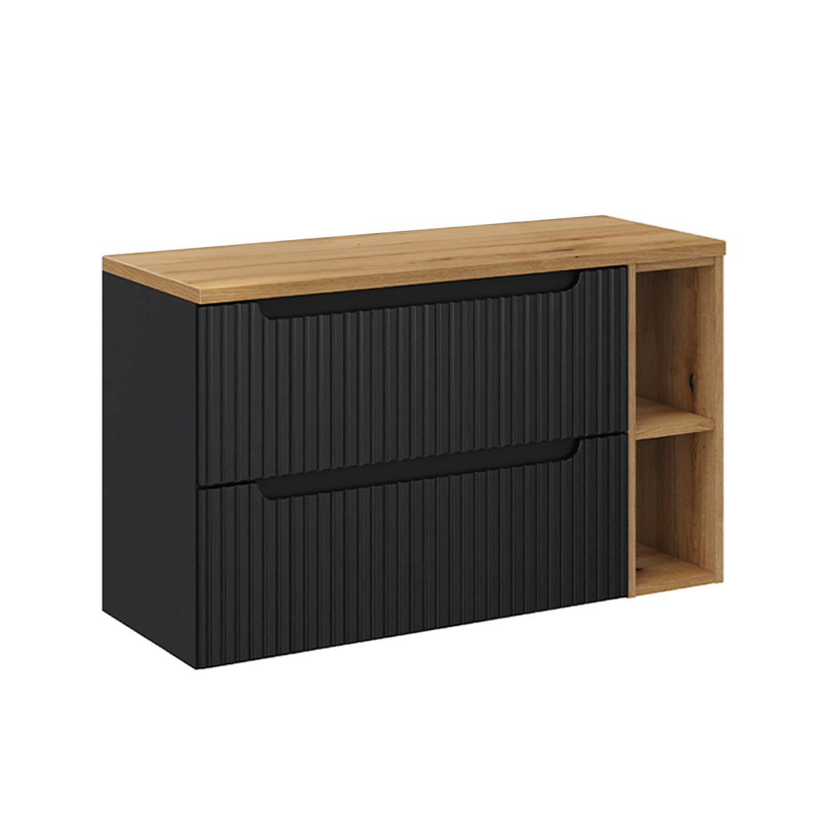 Meuble sous-vasque 100cm 2 tiroirs 2 niches Riva Noir et Bois