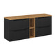 Meuble sous-vasque 140cm 4 tiroirs 2 niches Riva Noir et Bois