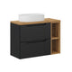 Meuble simple vasque 80cm 2 tiroirs 2 niches Riva Noir et Bois