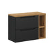 Meuble sous-vasque 80cm 2 tiroirs 2 niches Riva Noir et Bois