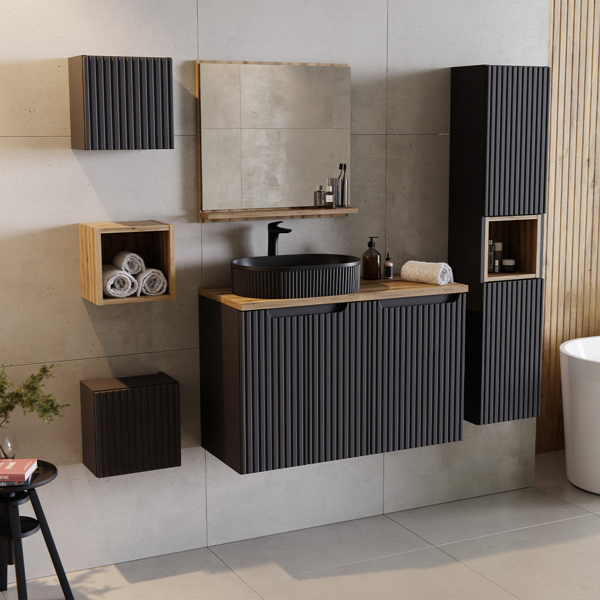 Armoire murale 1 porte Riva Noir - vue 5