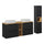 Ensemble meuble double vasque 140cm 4 tiroirs 2 niches et colonne Riva Noir et Bois