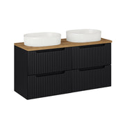 Meuble double vasque 120cm 4 tiroirs Riva Noir et Bois