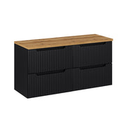 Meuble sous-vasque 120cm 4 tiroirs plan de toilette Riva Noir et Bois
