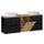 Meuble double vasque 160cm panier à linge Riva Noir et Bois